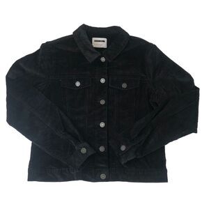 NOISY MAY Black Corduroy Jacket Womens Button Front Trucker Shacket Boho Large